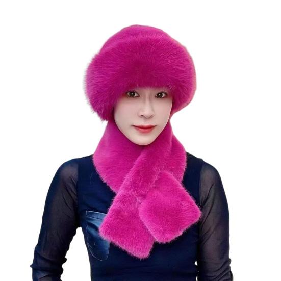 2 Pcs/Set Men Winter Mongolian Hat Neck Warmer Thick Stretchy Solid