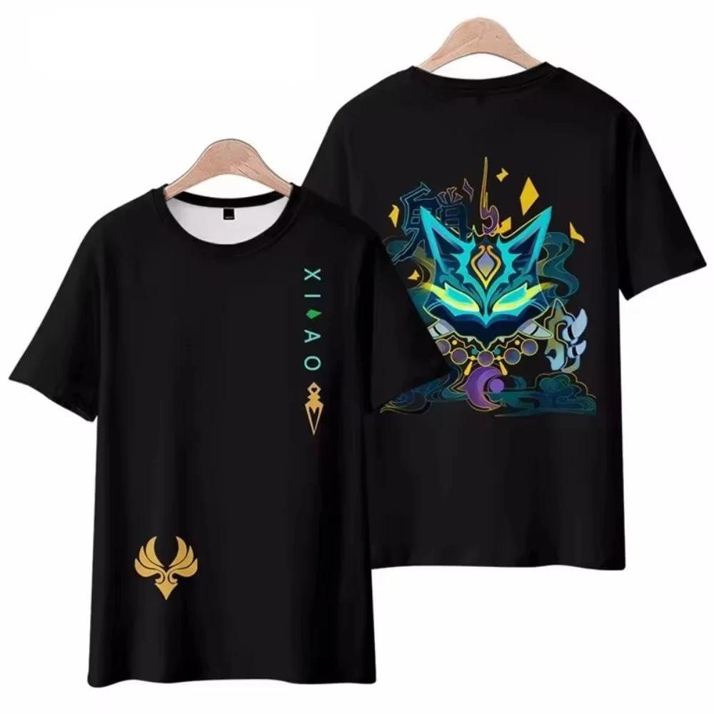 Fashion Anime Game Genshin Impact 3D Printed Men's T-shirt Summer Casual Short Sleeved Top Personalized Harajuku Round Neck Clothing