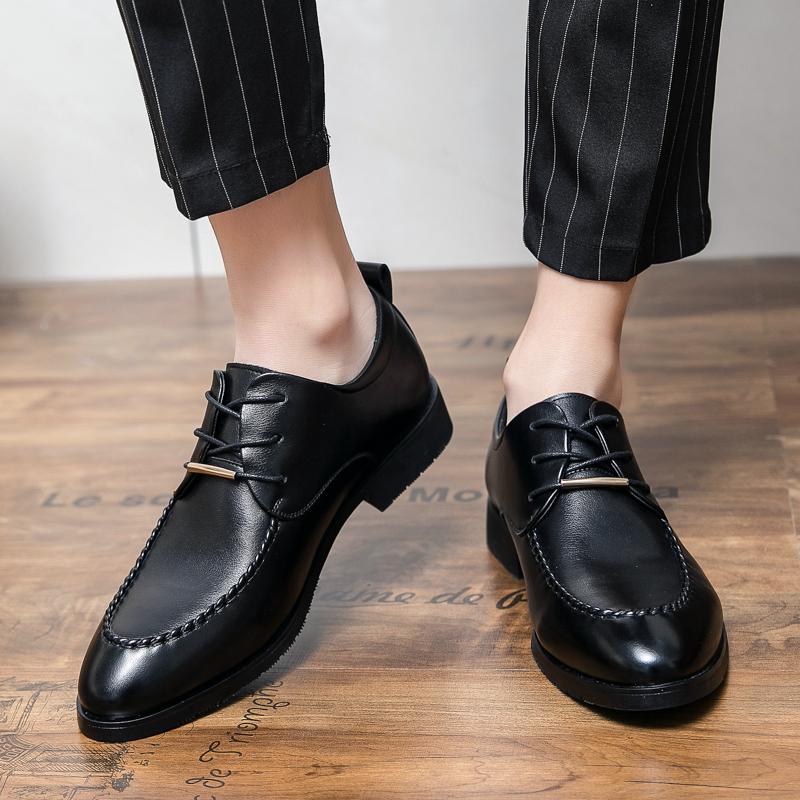 Fashion High End Brand Men's Leather Casual Shoes Interview Conference Business Dress Shoes Simple Lace Up Men's Groom's Wedding Shoes
