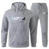 Men Women Hooded Sweatshirt Set Cotton Blend Casual Sport Tracksuit Lightweight Two Piece Outfit