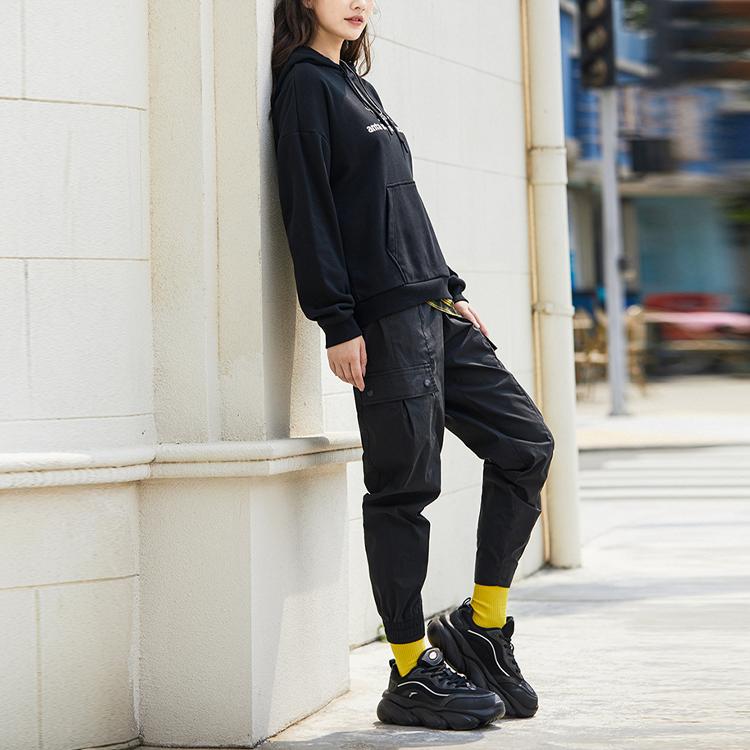 Anta Женский пуловер с капюшоном с мультяшным принтом, черный 962138712-2