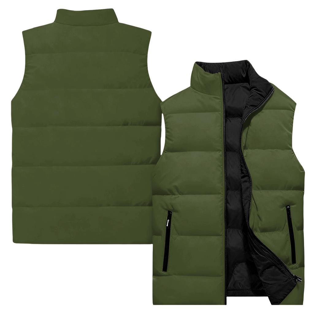Men's Casual And Fashionable Sleeveless Vest, Solid-color Printed Cotton Jacket