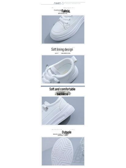 Женские весенние белые кроссовки на платформе в корейском стиле 2025: Универсальная, модная и удобная повседневная спортивная обувь.