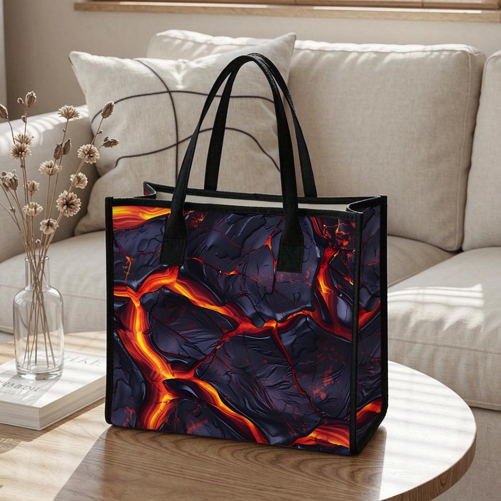 Lava Pattern Tote Bag Fashionable Casual Large Capacity Daily Shopping Shoulder Handbag