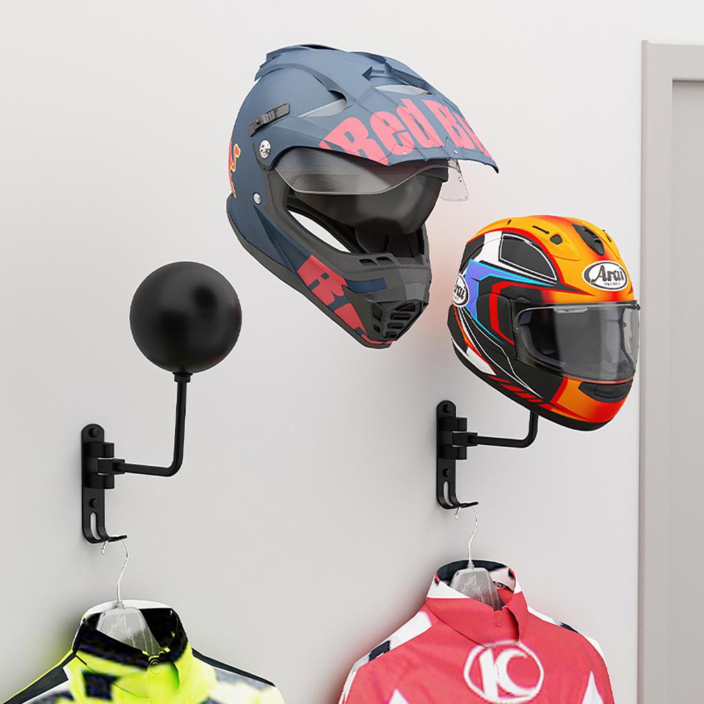 Universal Heavy Duty Metal Helmet Wall Mount for Motorcycle Bike, Space Saving Display Hanger Garage Organizer