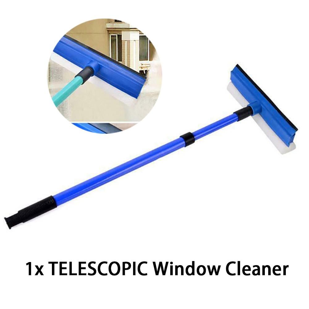 2 In 1 Wiper Long Handle Sponge Brush Telescopic Window Glass Cleaner Window Mop Squeegee Wiper Cleaning Tool