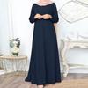 "Elegant Long-Sleeve Loose-Fit Muslim Dress In Solid Color"
