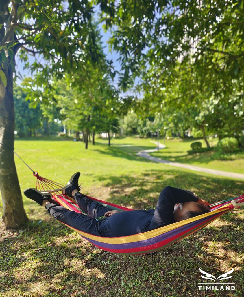 Timiland Free For 1 To 2 Outdoor Storage Bag Wooden Made of Soft Cotton Fabric Hammock Hammock, Standing, Indoor, Anti-Fall, People, Hammock, Camping,