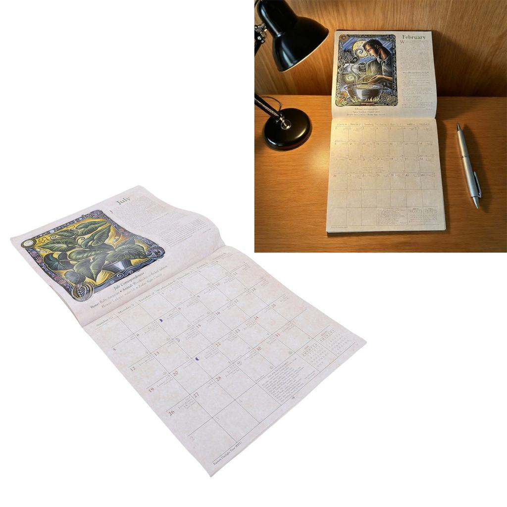 Календарь Ведьм 2026 Мелованная бумага Астрологический Планировщик Ведьм Календарь со Заклинаниями Ритуалами Фазами Луны