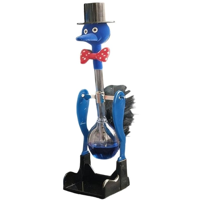 Perpetually Motion Bobbing Bird Ornament No-Stop Liquid Permanent Glass Duck Toy for Home Office Desktop Decoration