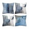 Chic Square Cushion Cover, Navy Blue Grey Abstract Art Painting Decorative Pillow Covers, Exquisite Linen Material Ensures Durability and Comfort,