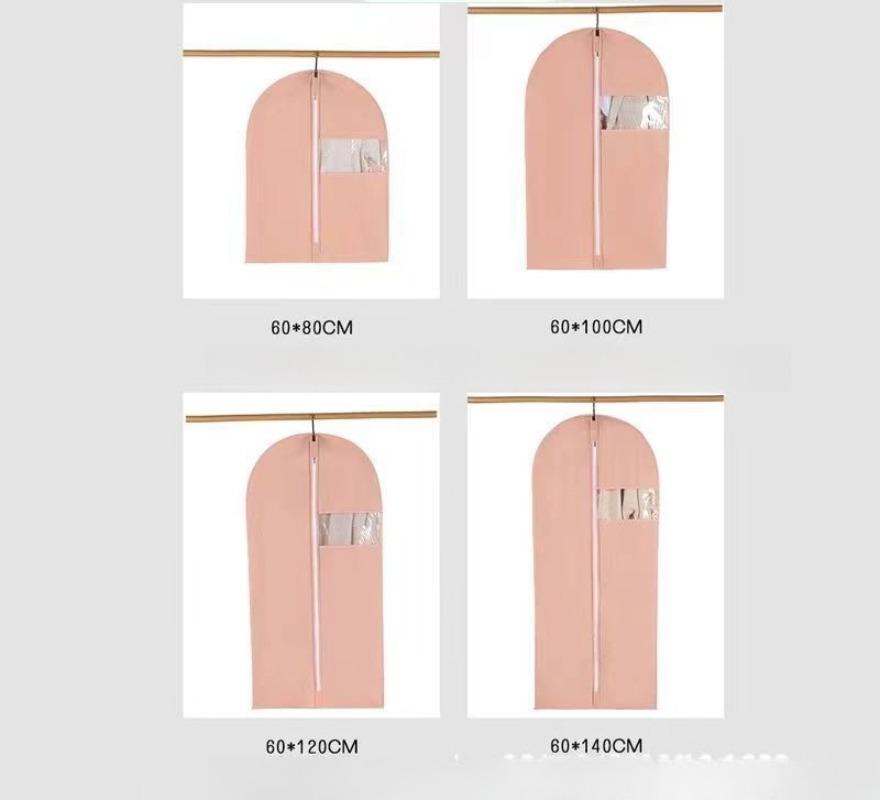 4pcs/set Clothes Dust Cover Wardrobe Walk-in Closet Household Visible Non-woven Fabric Fully Enclosed Coat Suit Hanging Bag