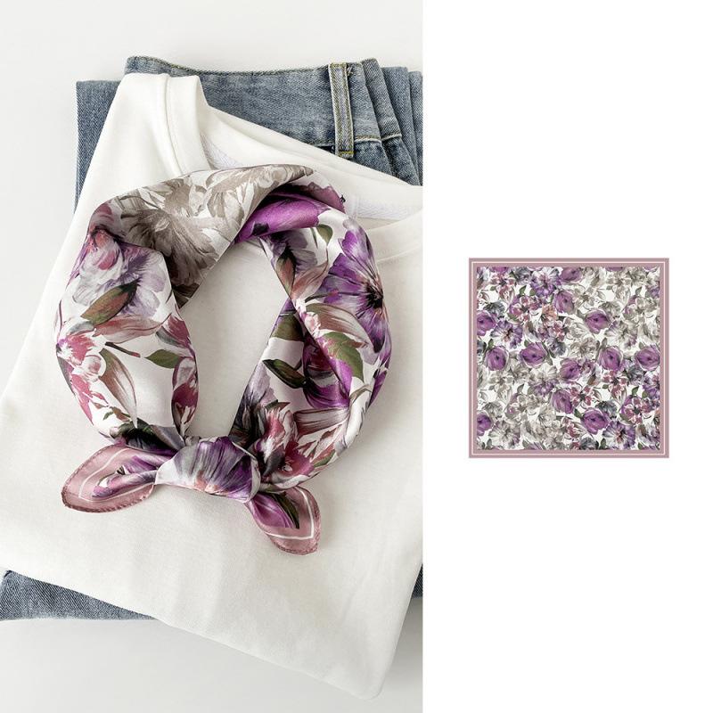 53 Plain Crepe Satin Silk Scarf Silk High-End National Style Printing 100% Mulberry Silk Silk Luxury Silk Square Scarf Women'S Scarf