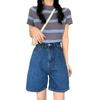 High-Waisted Women's Summer Loose Denim A-Line Shorts, Wide-Leg, Slimming Mid-Length.