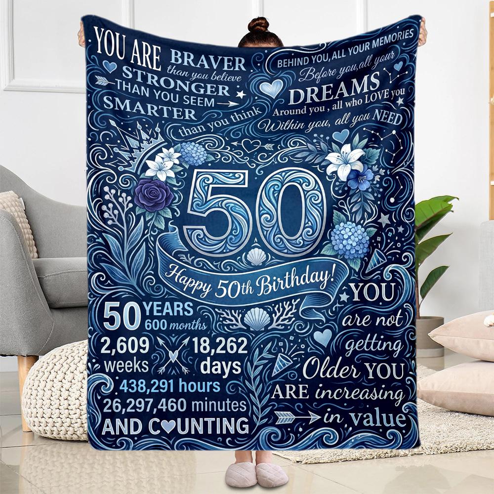 Vintage Milestone Birthday Blanket Soft Warm Cozy Perfect for Bedding Sofa Couch for All Seasons Modern Ideal Gift for Friends Family Couples Picnic