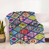 Colorful Mexican Tile Pattern Phone Case CoverBlanket Flannel Throw Blanket for Sofa, Bed, Travel, Camping, Office, Couch, Chair, And Bed Gi