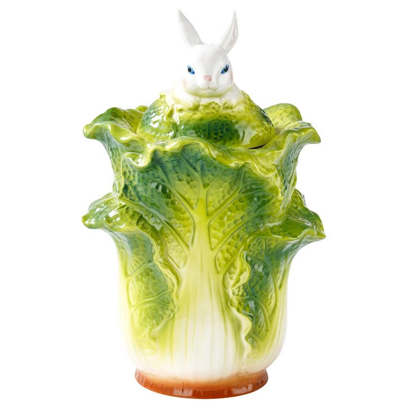 Креативная банка для чая «Капуста Кролик», керамическая декоративная банка, герметичная банка для хранения чая, контейнер для домашнего хранения, декоративные аксессуары