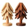 Wooden Insulating Coasters 4 tripods and 1 bracket Tree Folding Placemats Anti Scald Heat Resistant Table Decor Mats Pot Holder