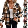 Women's Fashion Casual Loose-Fitting Long-Sleeved Plaid Print Hooded Jacket Baseball Jacket