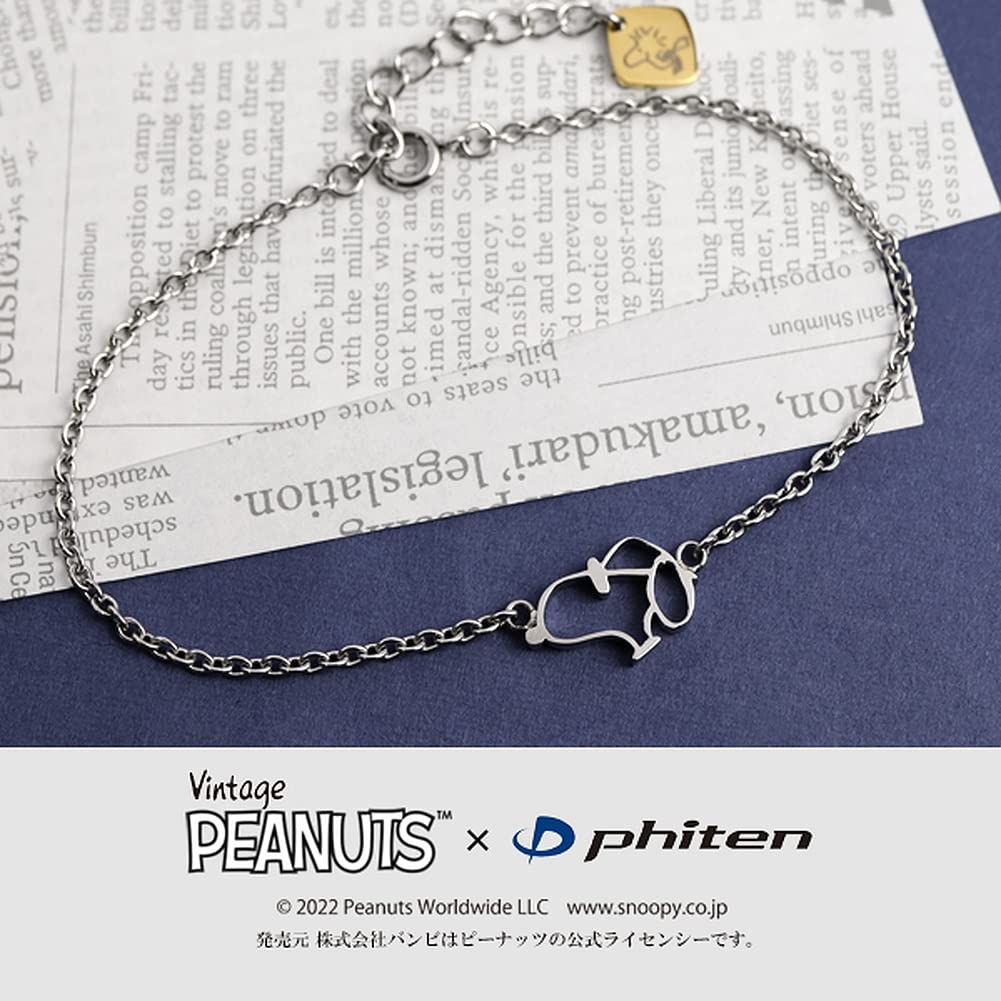 [Снупи] Рождественская Специальная Серия PEANUTS x Phiten Совместная Работа Силуэт Джо Кула Браслет из Нержавеющей Стали, Официальный Товар с Персонажами Phiten