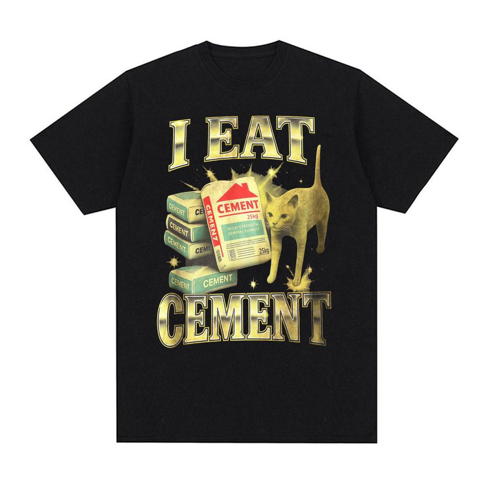 I Eat CeUnisext Cursed Cat Funny Meme T Shirt for Unisex Women Fashion Casual Short Sleeve T Shirts Male Oversized Cotton Tshirt Tops
