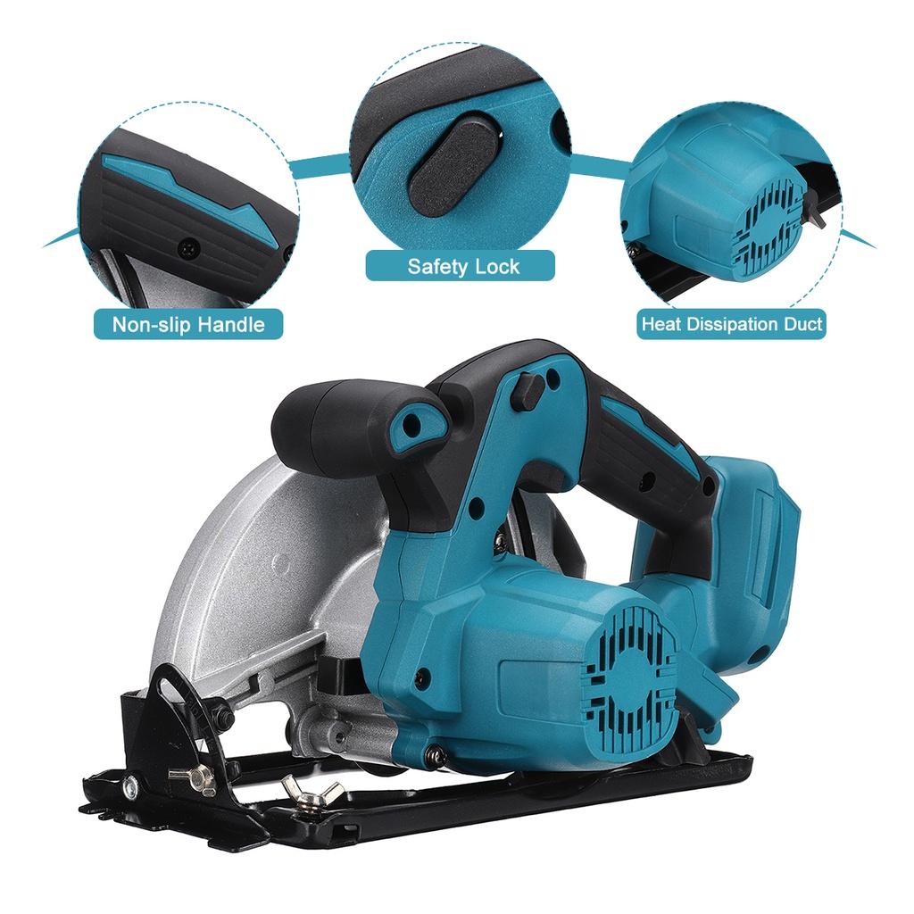 1500W Cordless Electric Circular Saw 190mm Adjustable Wood Cutter Sawing Machine Power Tool for 18V Battery