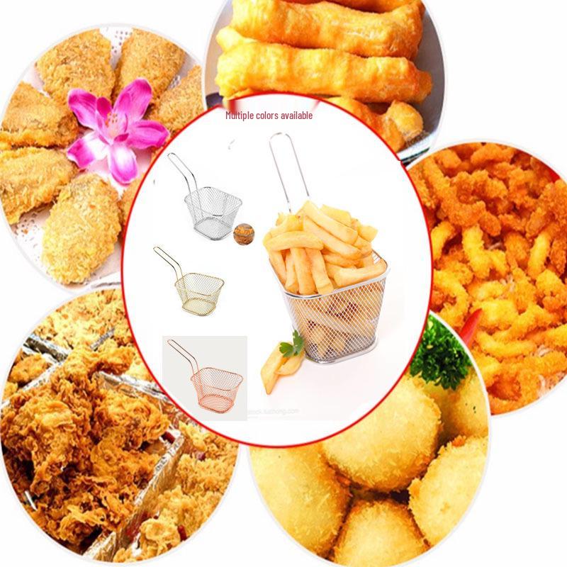 Stainless Steel French Fry Frying Basket with Oil Separator and Draining Rack