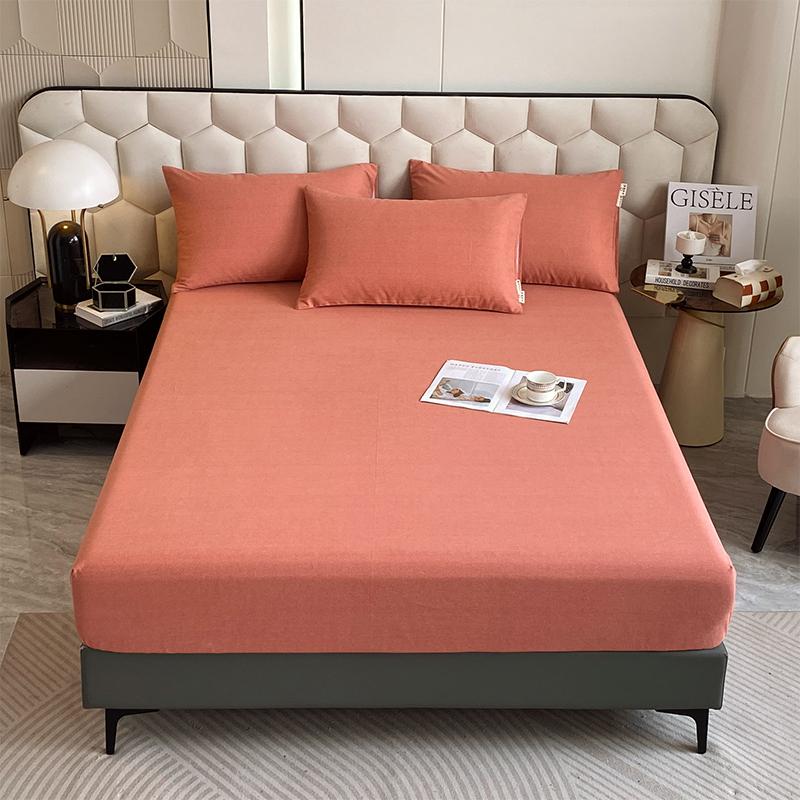 Комплект постельного белья из 3 предметов, простой, синий, в полоску, мягкий, приятный для кожи, утолщенный, 100% хлопок, эластичный, размер Queen Size