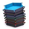 Folding Dice Tray Box Pu Leather Folding Hexagonal Coin Square Tray Dice Game