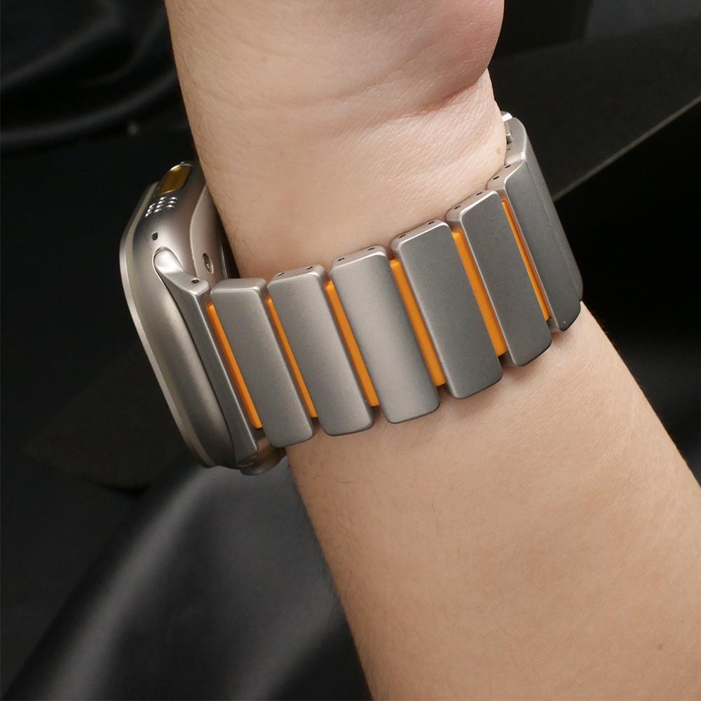 Ремешок из нержавеющей стали для Apple Watch Ultra 3 2 1 49мм 46мм 45мм 44мм Резиновый металлический ремешок для Iwatch Серии 11 10 9 8 7 6 5 SE3