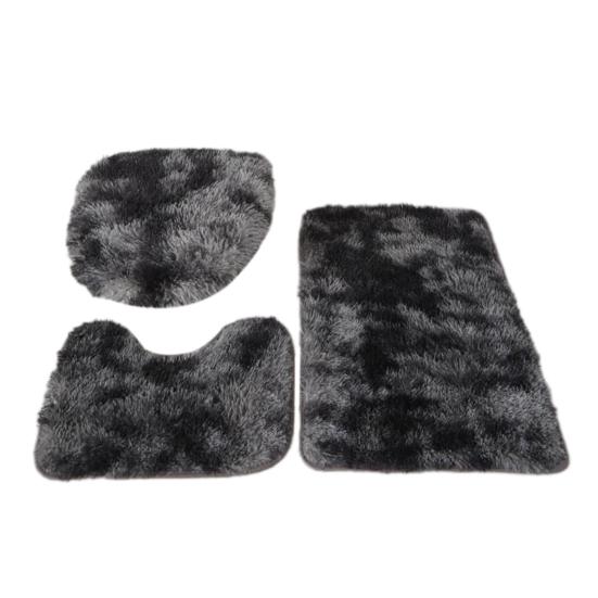 3Pcs/Set Bathroom Rug Absorbent Non Slip Floor Mat U-Shaped Plush Mat Toilet Lid Cover Mat with Rubber Backing for Bathroom Shower Toilet