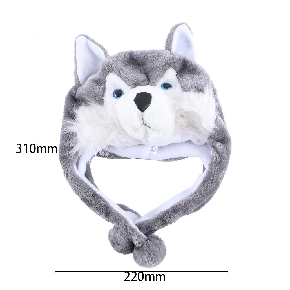 New Cute Kids Cap Soft Earmuff Animal Style Plush Hat Mascot Huskies Hat Hat Toys