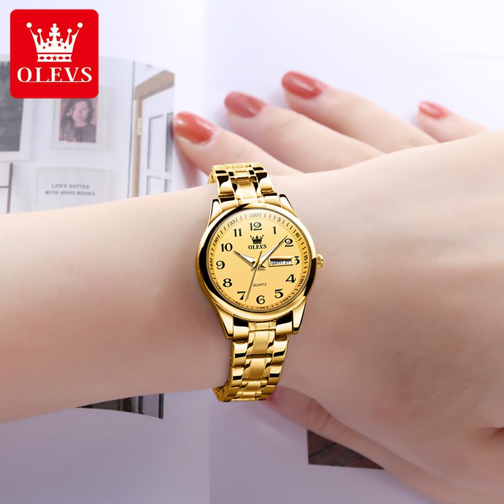 OLEVS 5567 Women's Quartz Watches Simple Elegant Large Digital Dial Ladies Wristwatch Stainless Steel Waterproof Watch for Women
