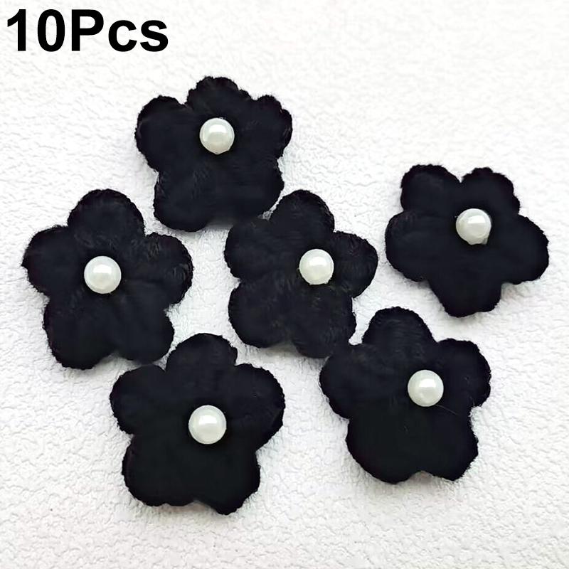 10PCS Puff Flower Head Knitted Hand Woven DIY Pearl Sweater Coat Decor Hairpin Headdress Accessories