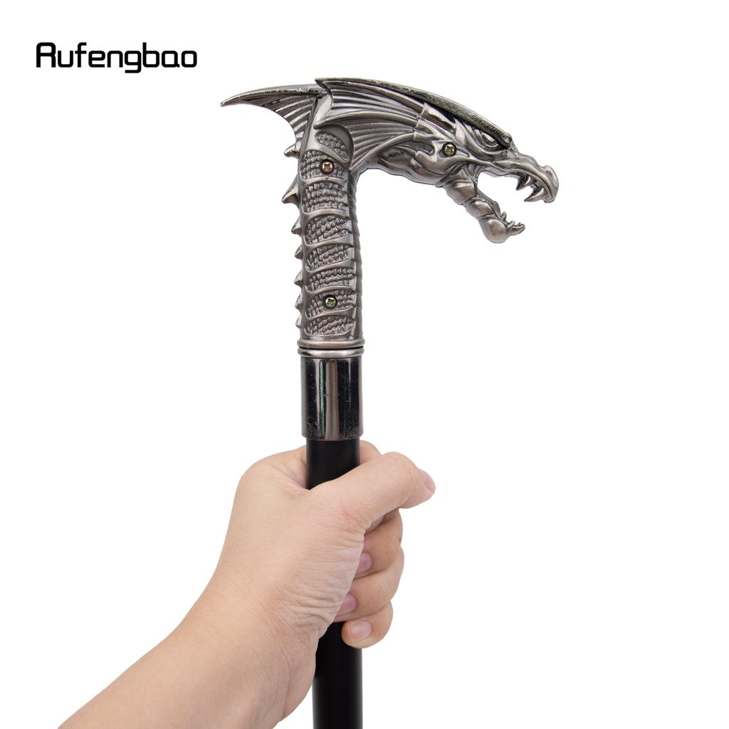 Silver Wing Dragon Head Fashion Walking Stick Decorative Stick Cospaly Vintage Party Fashionable Cosplay Cane Crosier 91cm