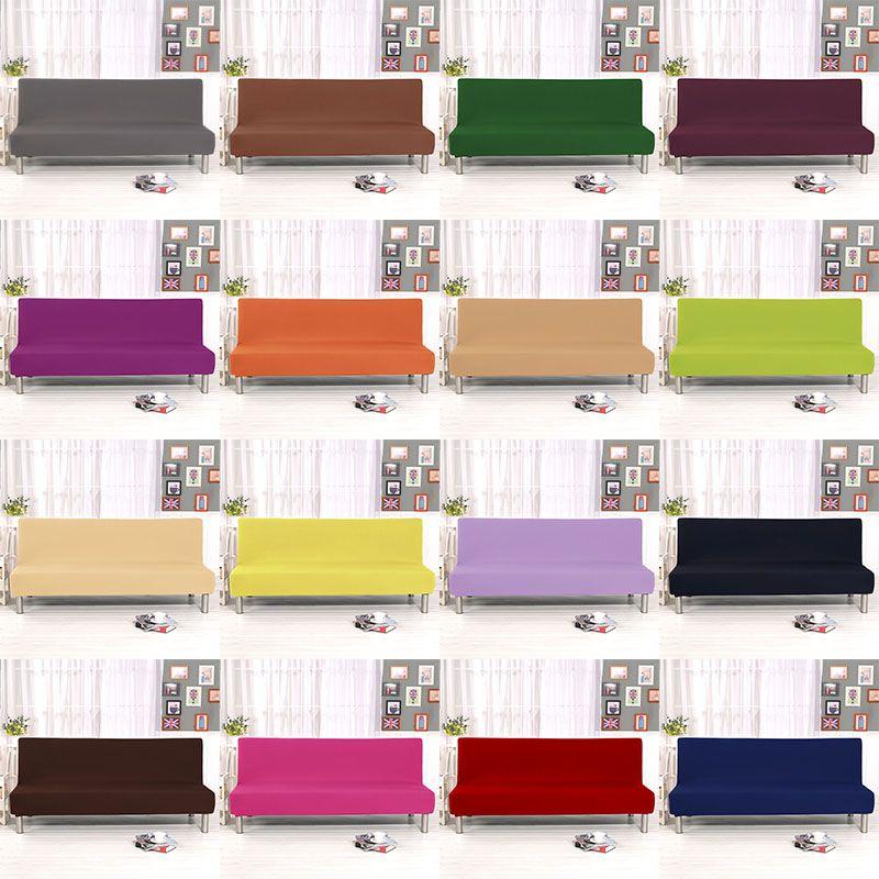 Bed Sofa Solid Cover Home Folding Armless Elastic Fabric Futon Cover Replacement
