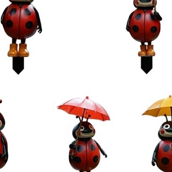 5Pcs/Set Garden Insect Stakes 2D Acrylic Decorative Bee Sign with Stake Planter Insert Ladybug Sign for Potted Plants Patio Yard Balcony