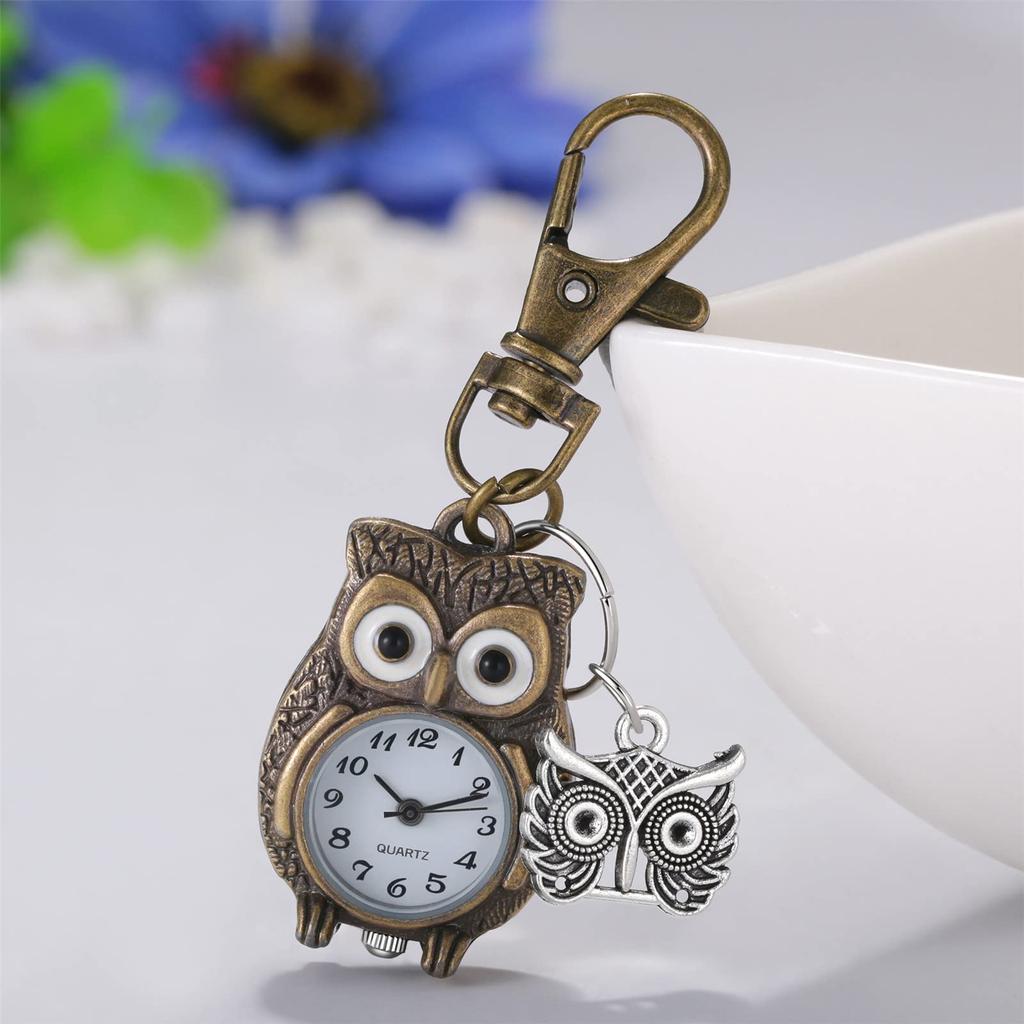 Owl Keychain Watch Clip Carabiner Watch Pocket Watch Analog Waterproof Cute Fashion Accessory Men's Women's