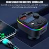 Bluetooth 5.3 Автомобильный FM-передатчик PD Type-C Dual USB Ambient Player MP3-зарядное устройство Type-C Беспроводной светильник Handsfree PD QC3.0