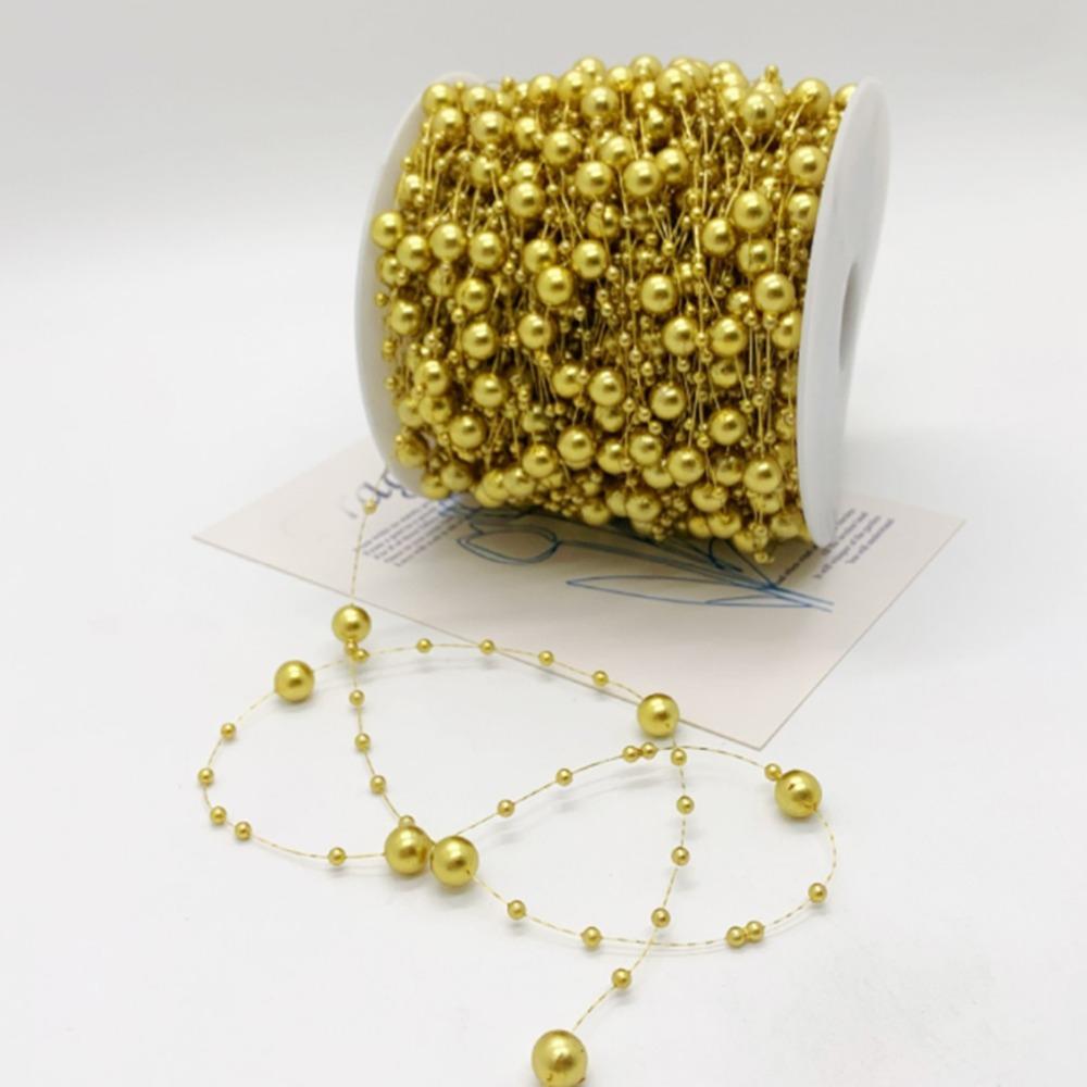 Gold Pearl Beads Chain 8+3mm Pearl Bead Garland Pearl Strand Trim DIY Craft