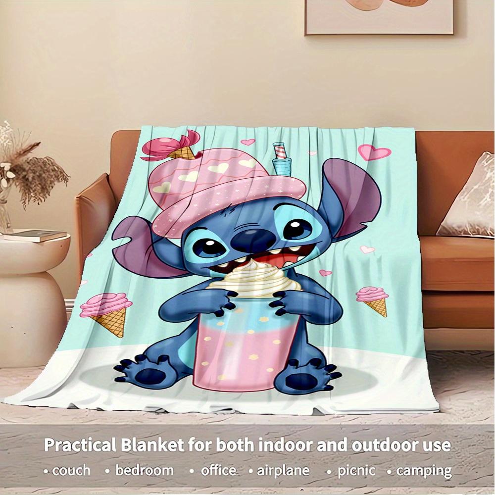 1pc Flannel Cute Stitch Cartoon Pattern Bed Small Cover Blanket Sofa Blanket Birthday Gift Home Decoration 's Room Bedroom