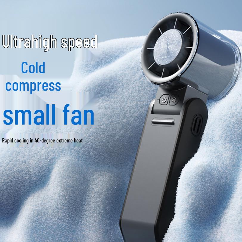 Portable High-Speed Mini Handheld Fan with Ice Pack and Foldable Design