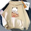 New Kawaii Bubu And Dudu Drink Bubble Tea Print Woman Unisex Fashion Hoodie