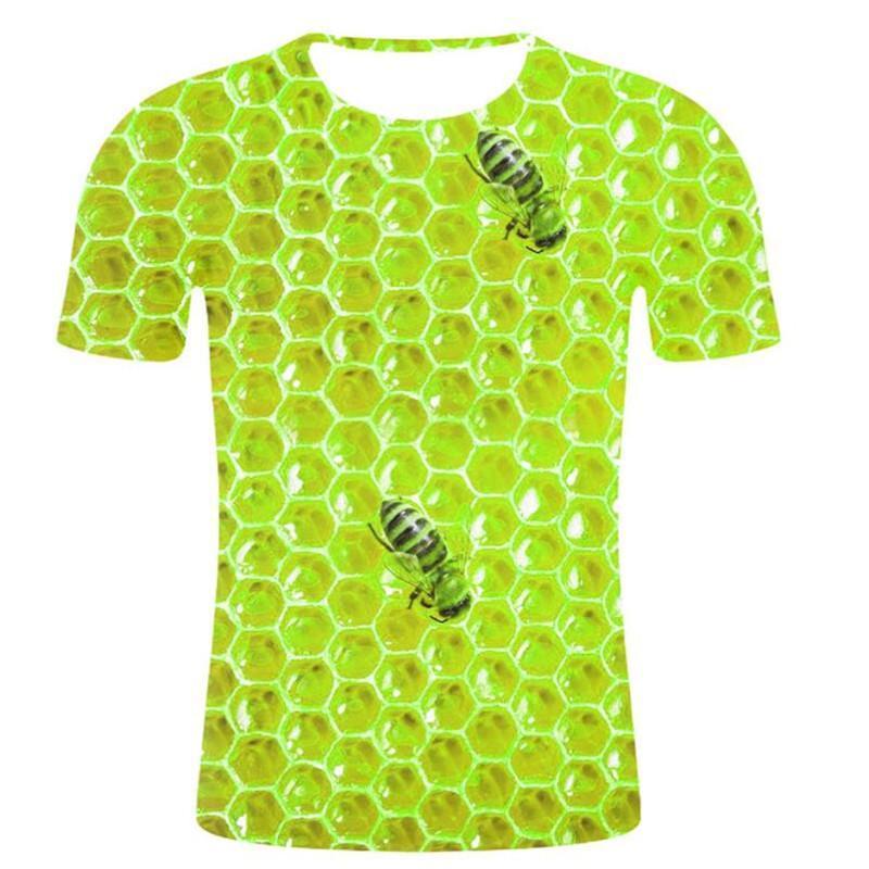 New Short Sleeve 3D Digital Printed Honeycomb Shaped Men's T-shirt