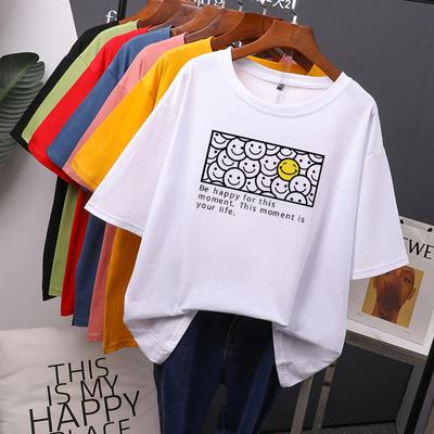 Футболка Harajuku с улыбающейся графикой, летние женские футболки больших размеров с короткими рукавами, женские топы