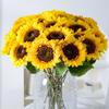 4 Colors Autumn Decoration Flower Yellow Silk Artificial Sunflower  Home Decoration