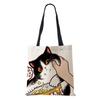 Холщовая сумка через плечо Мультяшный кот Женская Харадзюку Каваий Переработанная Большая вместимость Повседневная сумка 2022 Шопинг Складная сумка-тоут Сумка для книг KTY