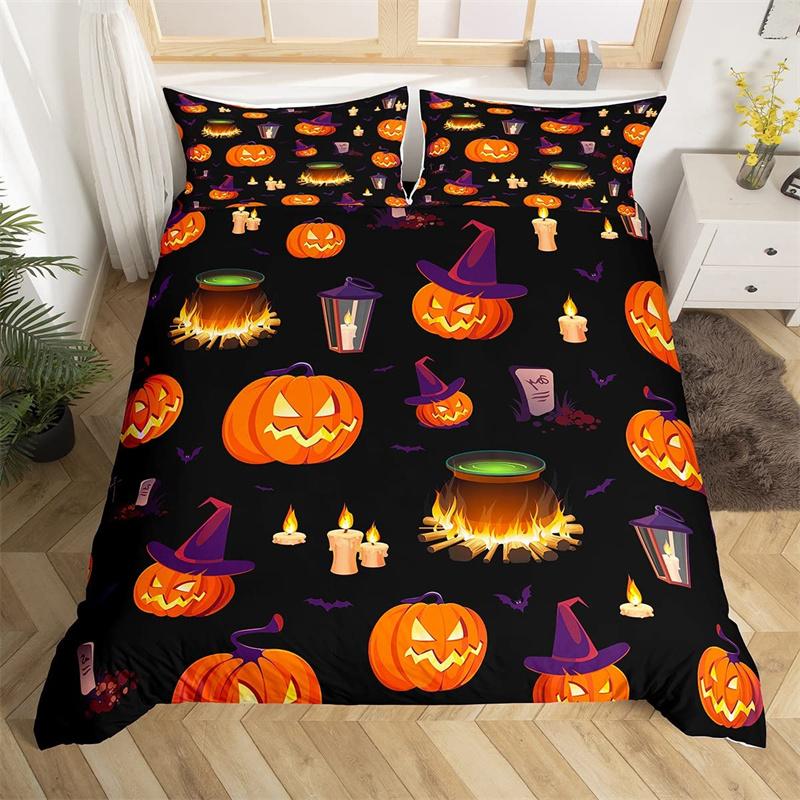 Пододеяльник с тыквенным деревом Happy Halloween Комплект постельного белья из микрофибры с рисунком ужасов Покрывало для детской комнаты для мальчиков и девочек-подростков