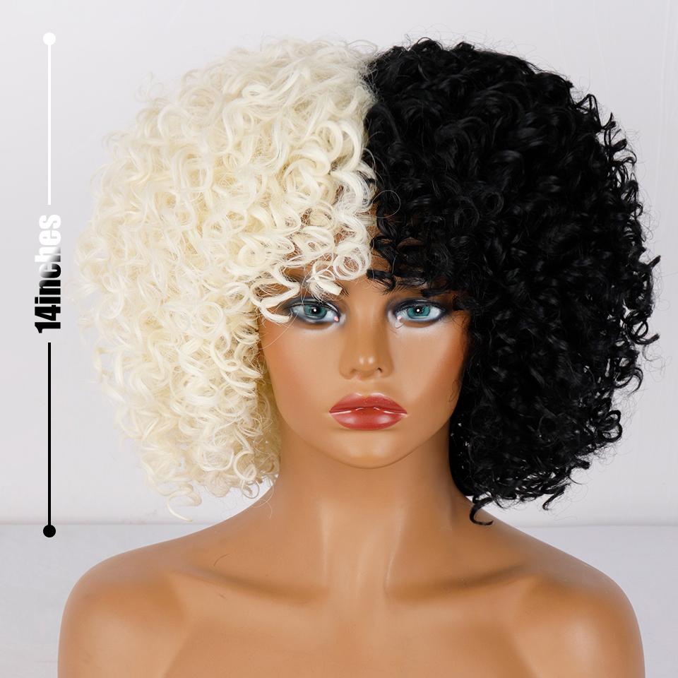 MERISIHAIR Афро-женский кудрявый короткий парик с челкой из синтетического волокна, натуральный черный кудрявый вьющийся парик для косплея, повседневная одежда
