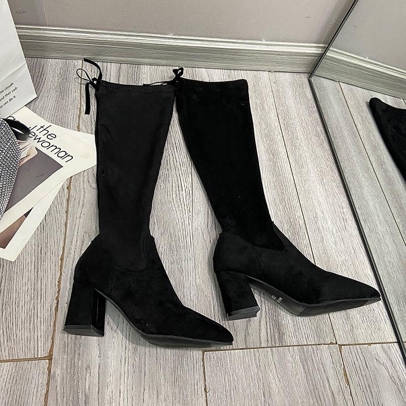 Coarse Heel Boots Women's Boots Over Knee Boots High Heel Boots Skinny Boots Elastic Boots New Autumn and Winter